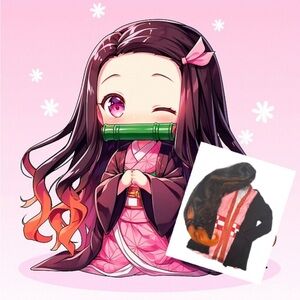 Kid’s Nesuko costume (wig, kimono and black cardigan)